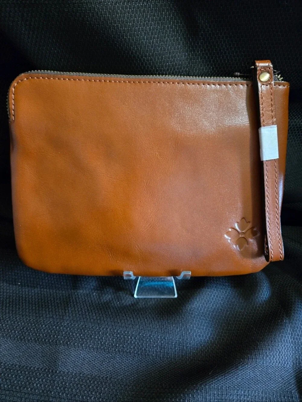 Patricia Nash Cassini Florence Tooled Leather XL Zip Pouch - Cognac NWT